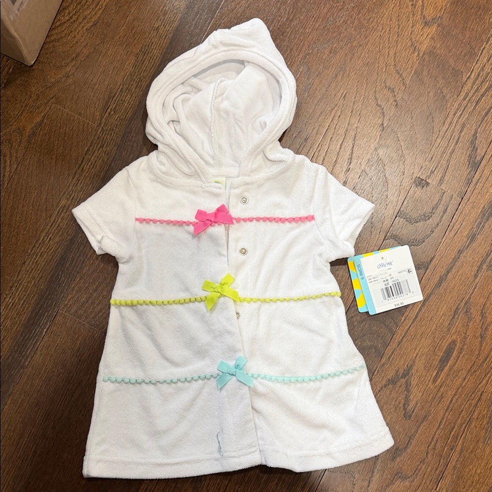 NWT Little Me White Baby Cover-Up with Pink Accents